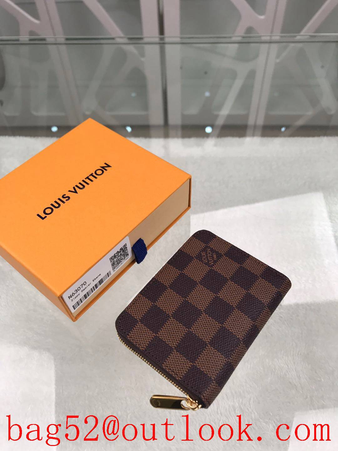 LV Louis Vuitton small brown damier coin card holder zipper wallet purse N63070