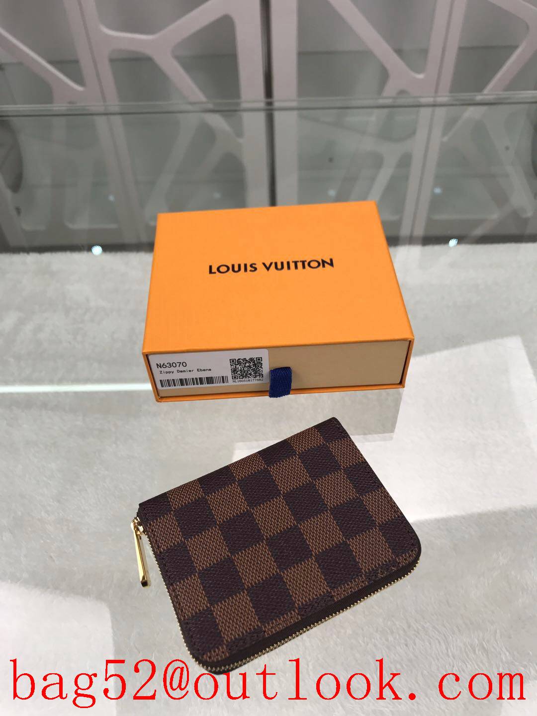 LV Louis Vuitton small brown damier coin card holder zipper wallet purse N63070