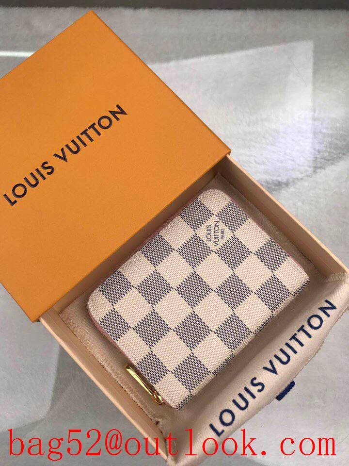 LV Louis Vuitton small white damier coin card holder zipper wallet purse N60229