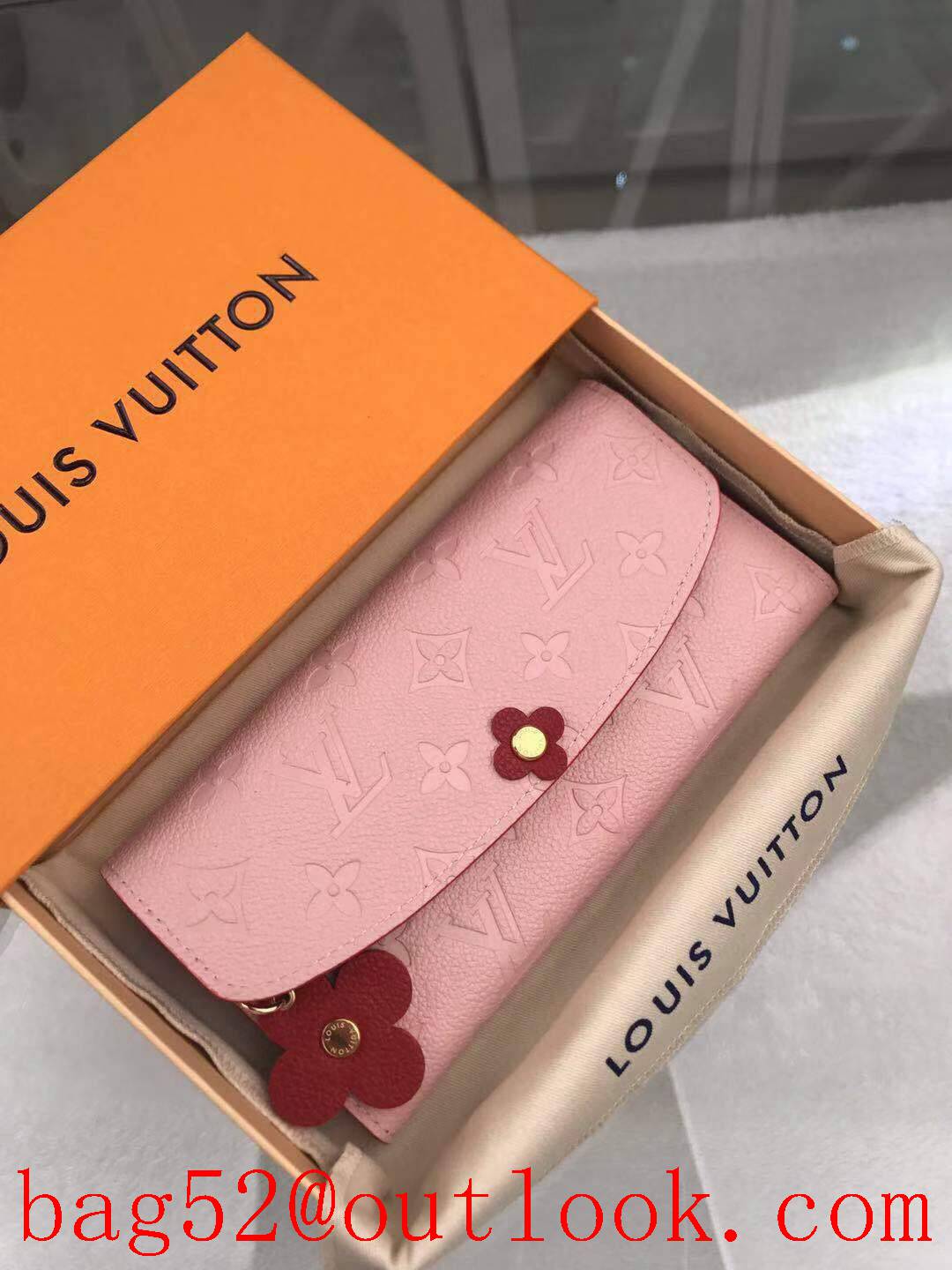 LV Louis Vuitton pink taurillon leather monogram Emilie Blooming Flowers flap wallet purse M64162