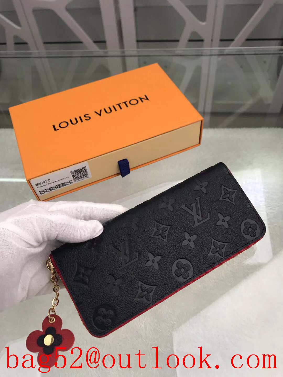 LV Louis Vuitton Blooming Flowers black taurillon leather monogram zipper wallet purse M63920