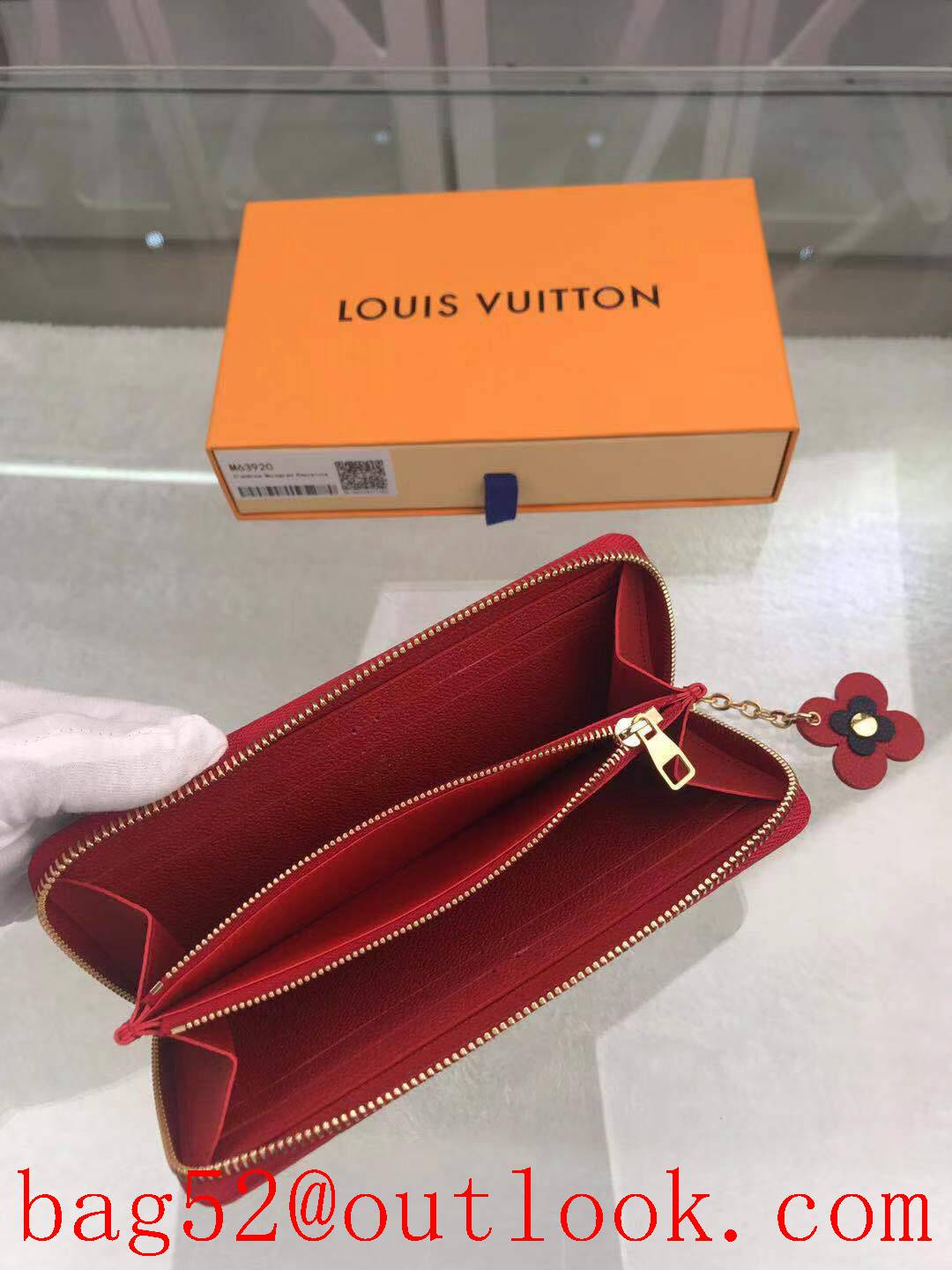 LV Louis Vuitton Blooming Flowers black taurillon leather monogram zipper wallet purse M63920