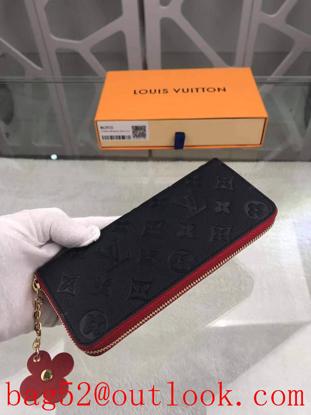 LV Louis Vuitton Blooming Flowers black taurillon leather monogram zipper wallet purse M63920