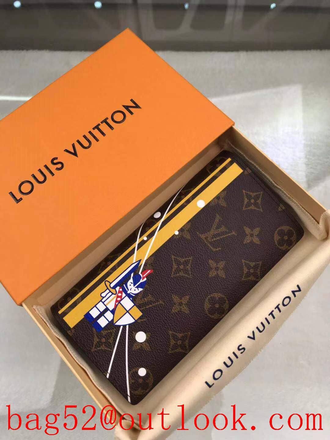 LV Louis Vuitton monogram long 2 flap wallet purse M66540