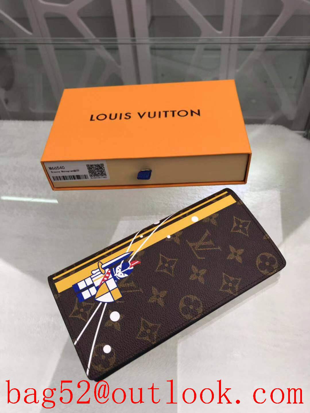 LV Louis Vuitton monogram long 2 flap wallet purse M66540