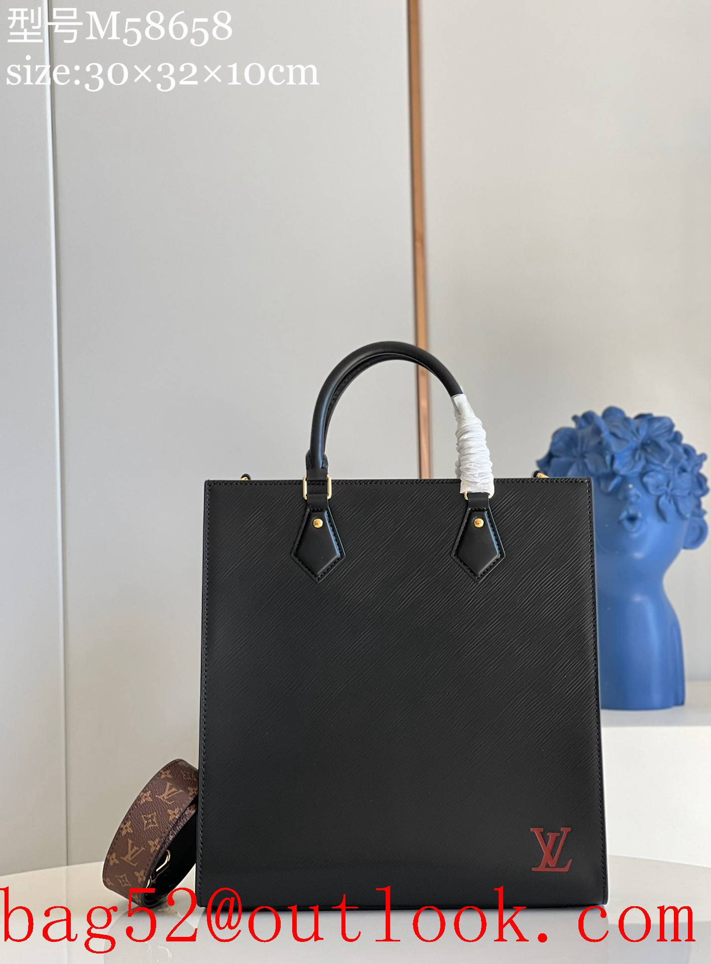 Louis Vuitton LV Sac Plat PM Epi Leather Carryall Bag Handbag M58658 Black