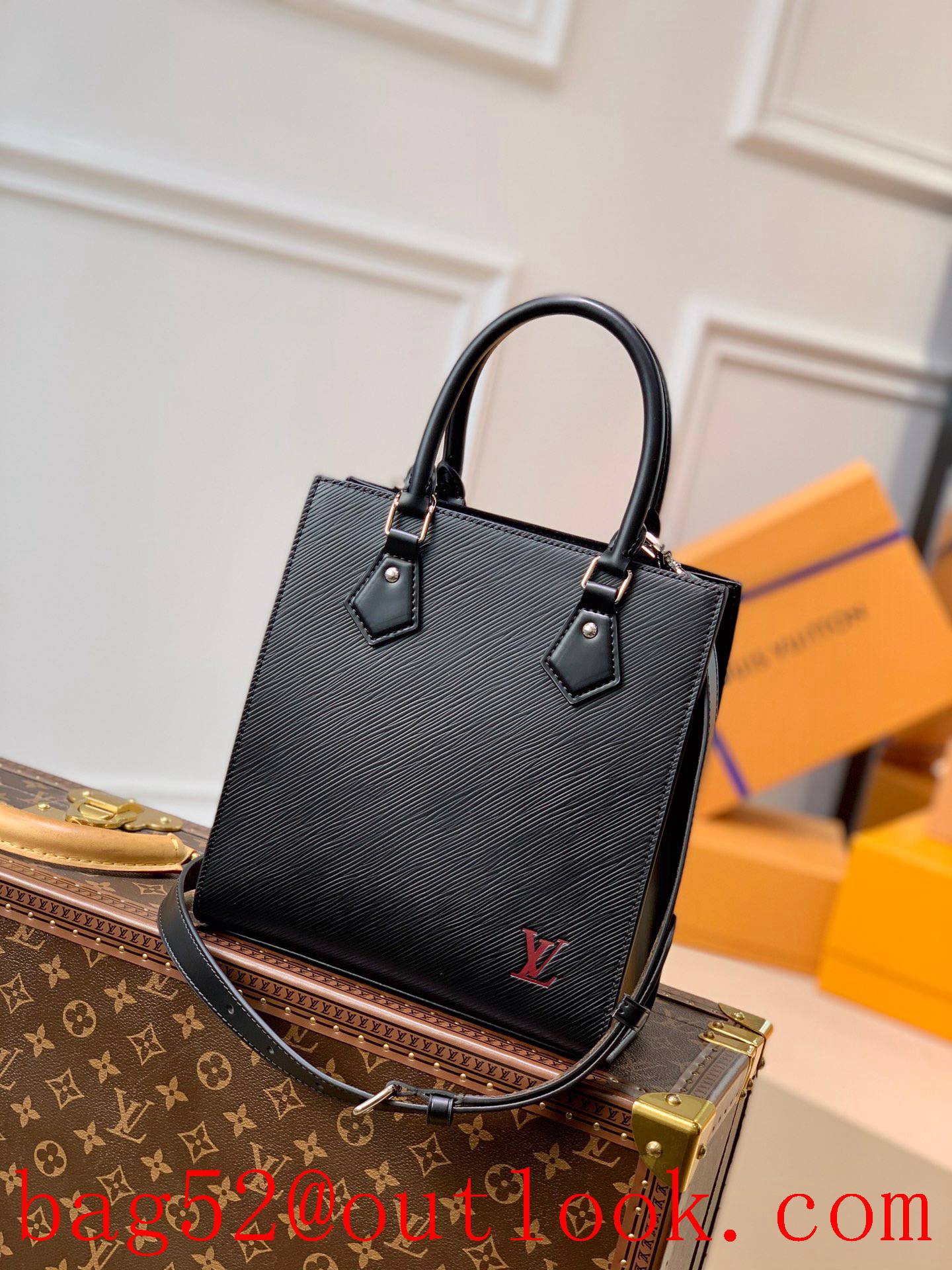 Louis Vuitton LV Epi Leather Petit Sac Plat Tote Bag Handbag M58660 Black