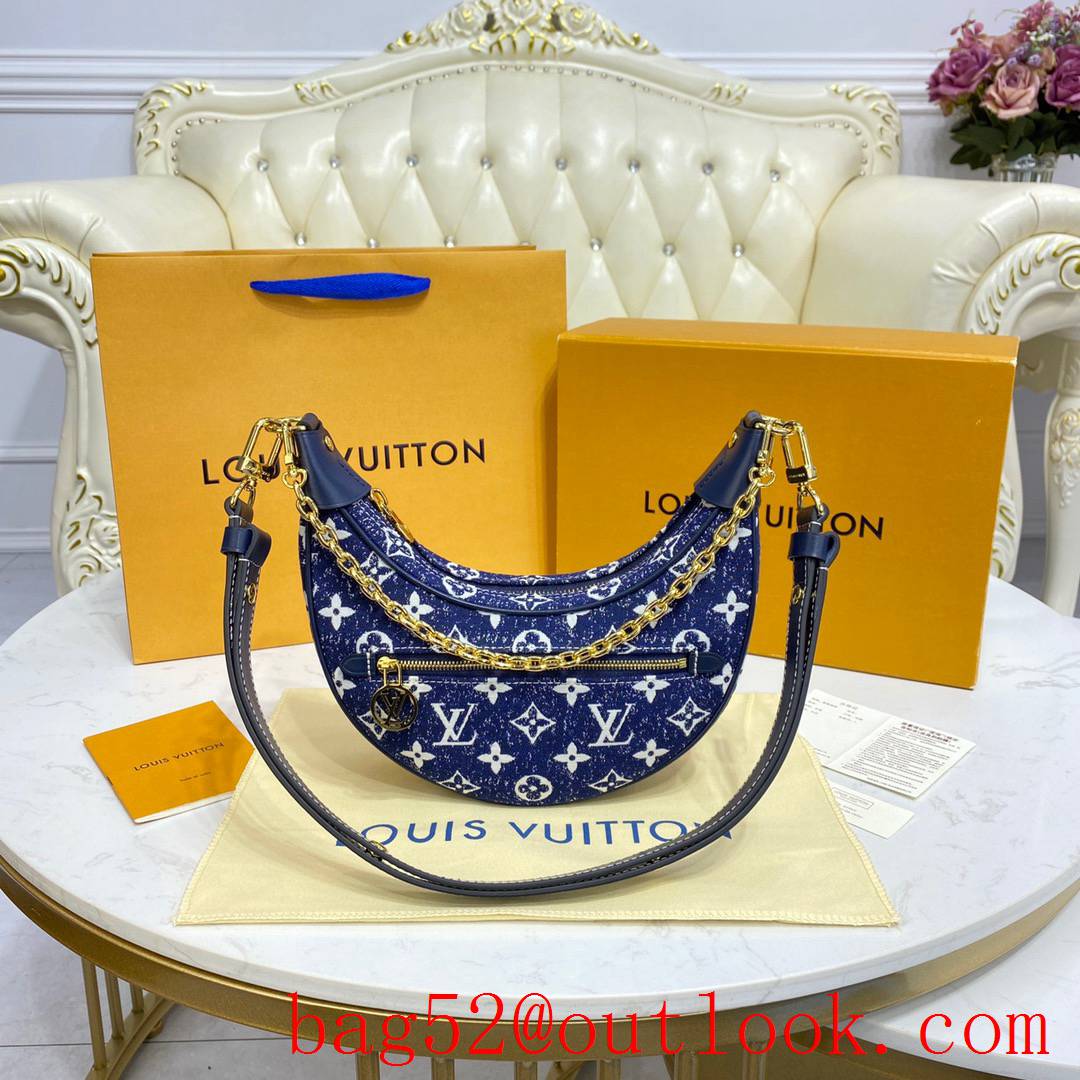 Louis Vuitton LV Monogram Loop Shoulder Bag Handbag M81166 Blue Denim