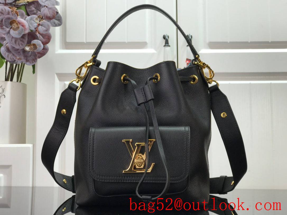 Louis Vuitton LV Lockme Bucket Real Leather Bag Handbag M57687 Black
