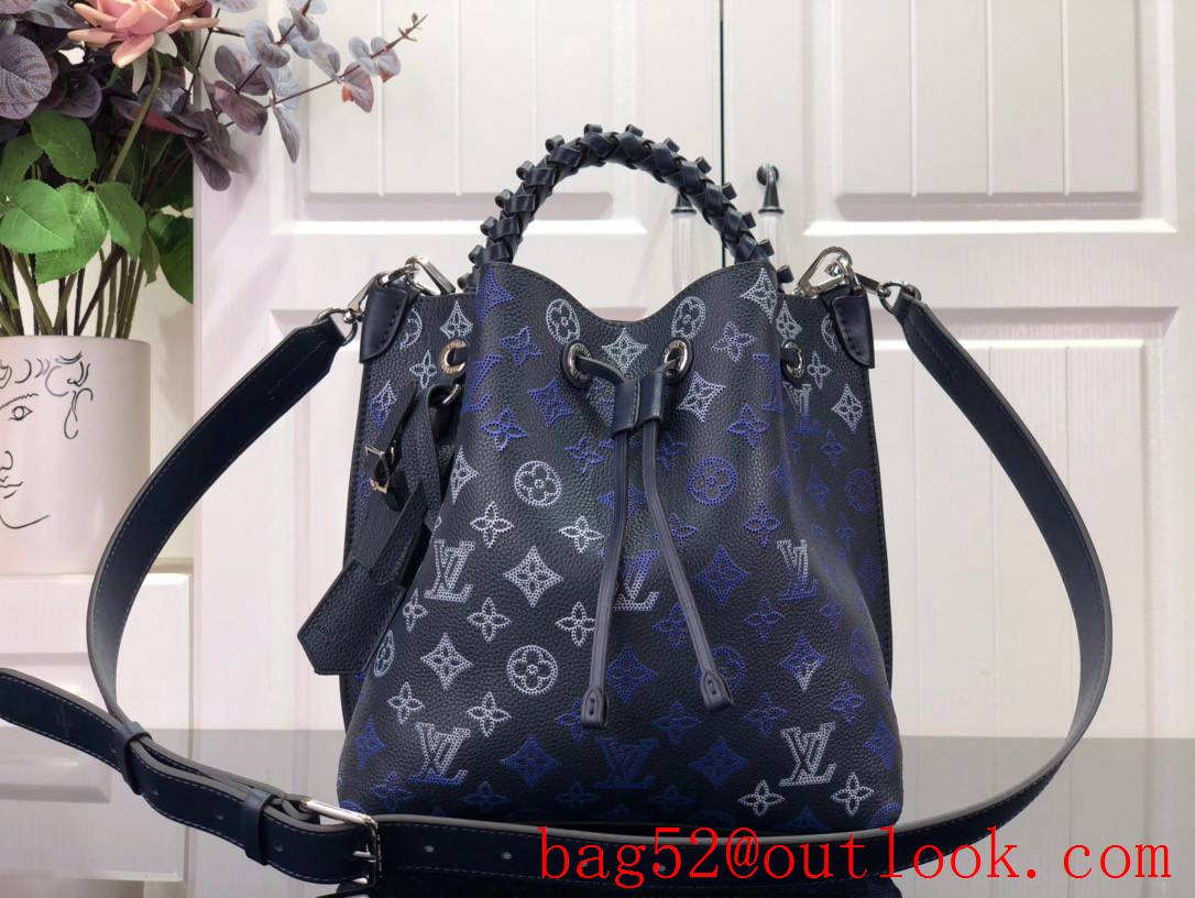 Louis Vuitton LV Monogram Leather Muria Bucket Bag Handbag M59554 Navy