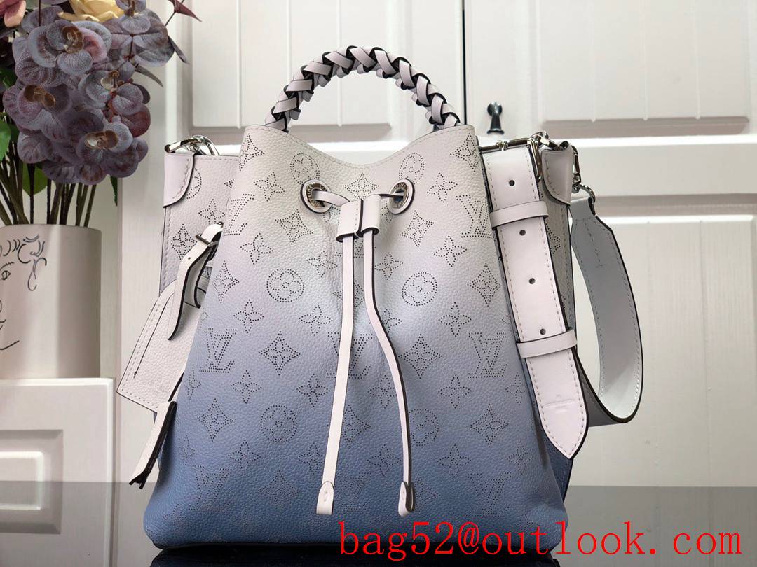 Louis Vuitton LV Monogram Leather Muria Bucket Bag Handbag M57853 Blue