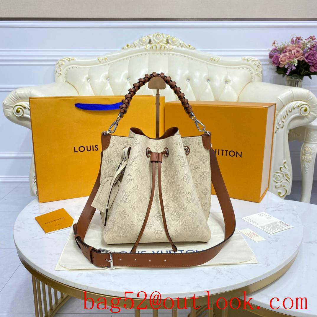 Louis Vuitton LV Monogram Leather Muria Bucket Bag Handbag M55801 Beige