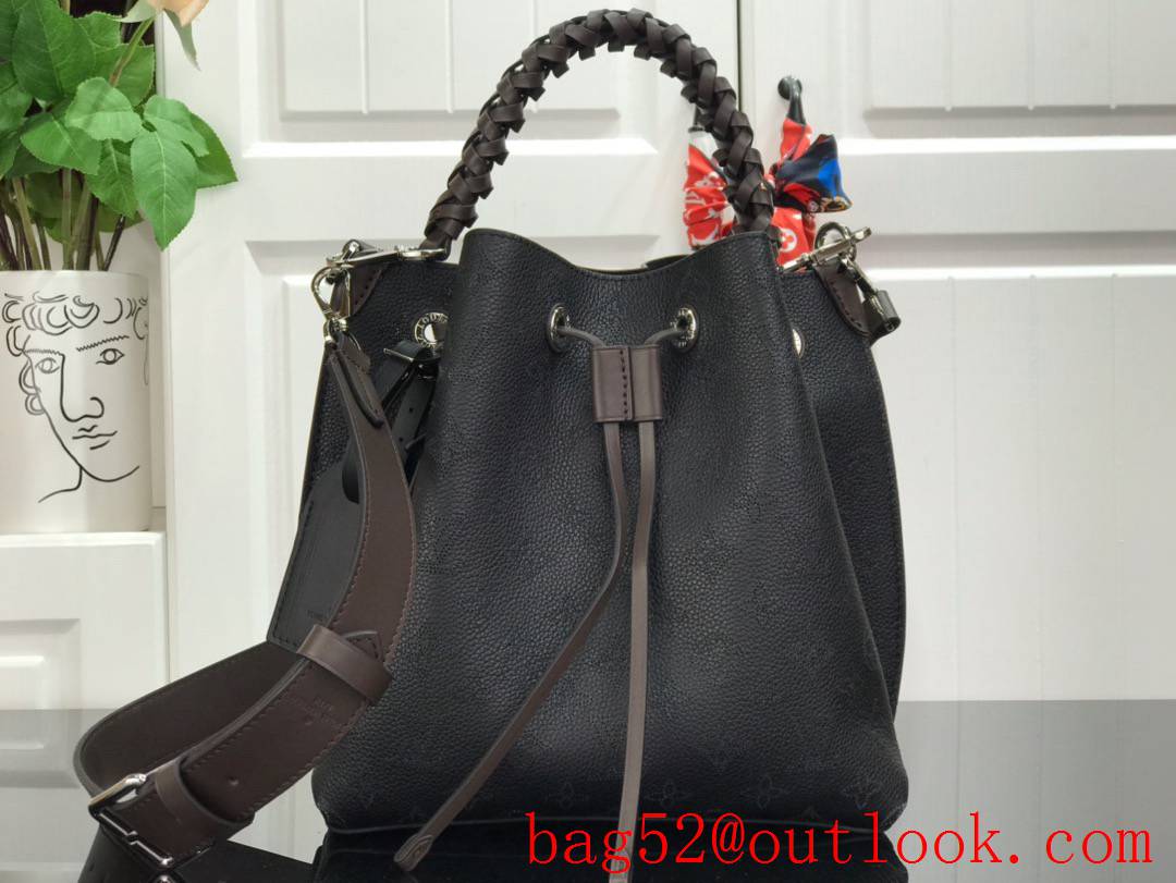 Louis Vuitton LV Monogram Leather Muria Bucket Bag Handbag M55800 Black