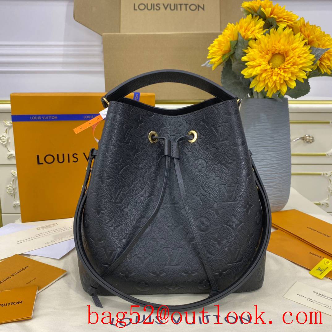Louis Vuitton LV Monogram Empreinte Leather Neonoe MM Bucket Bag M45256 Black