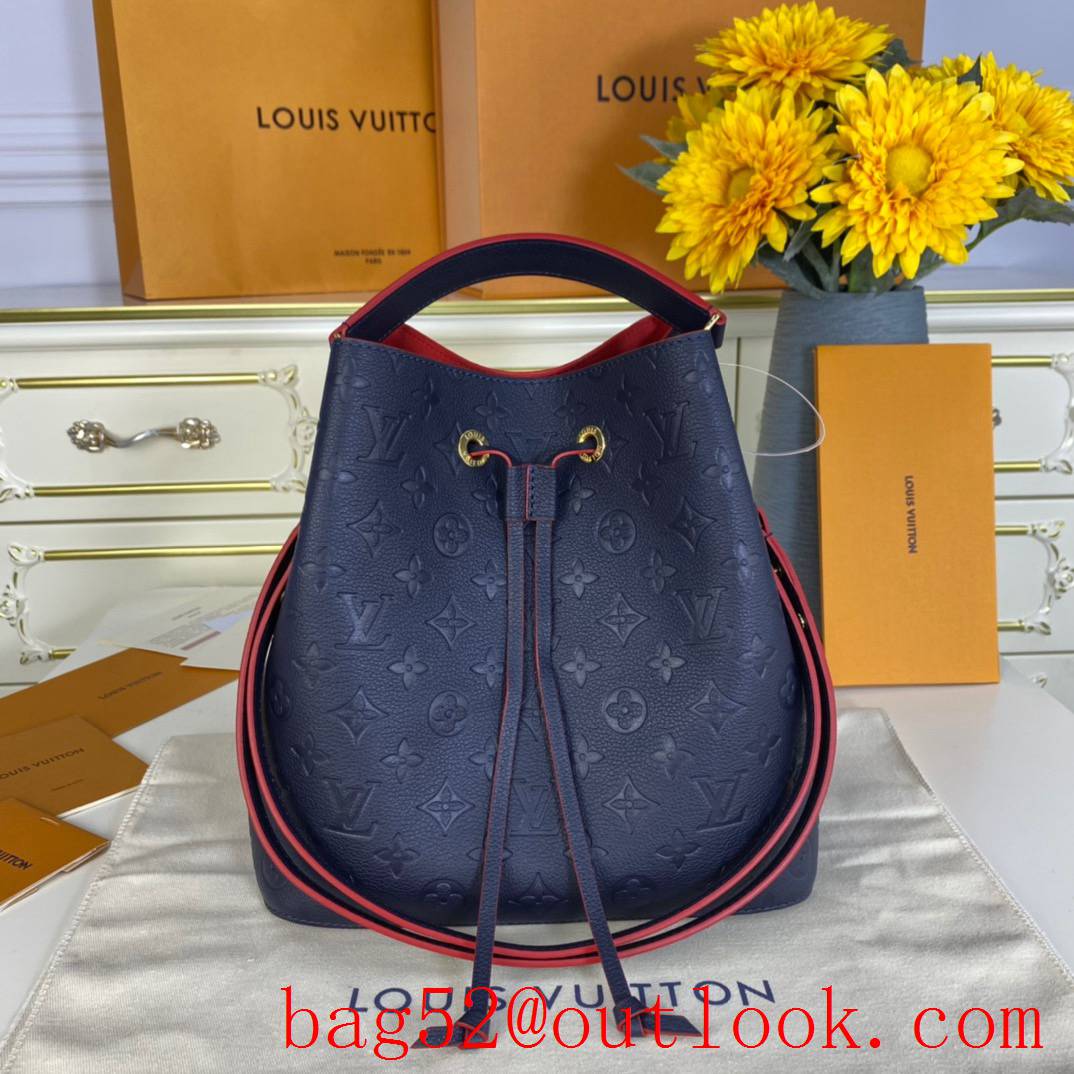 Louis Vuitton LV Monogram Empreinte Leather Neonoe MM Bucket Bag M45306 Navy