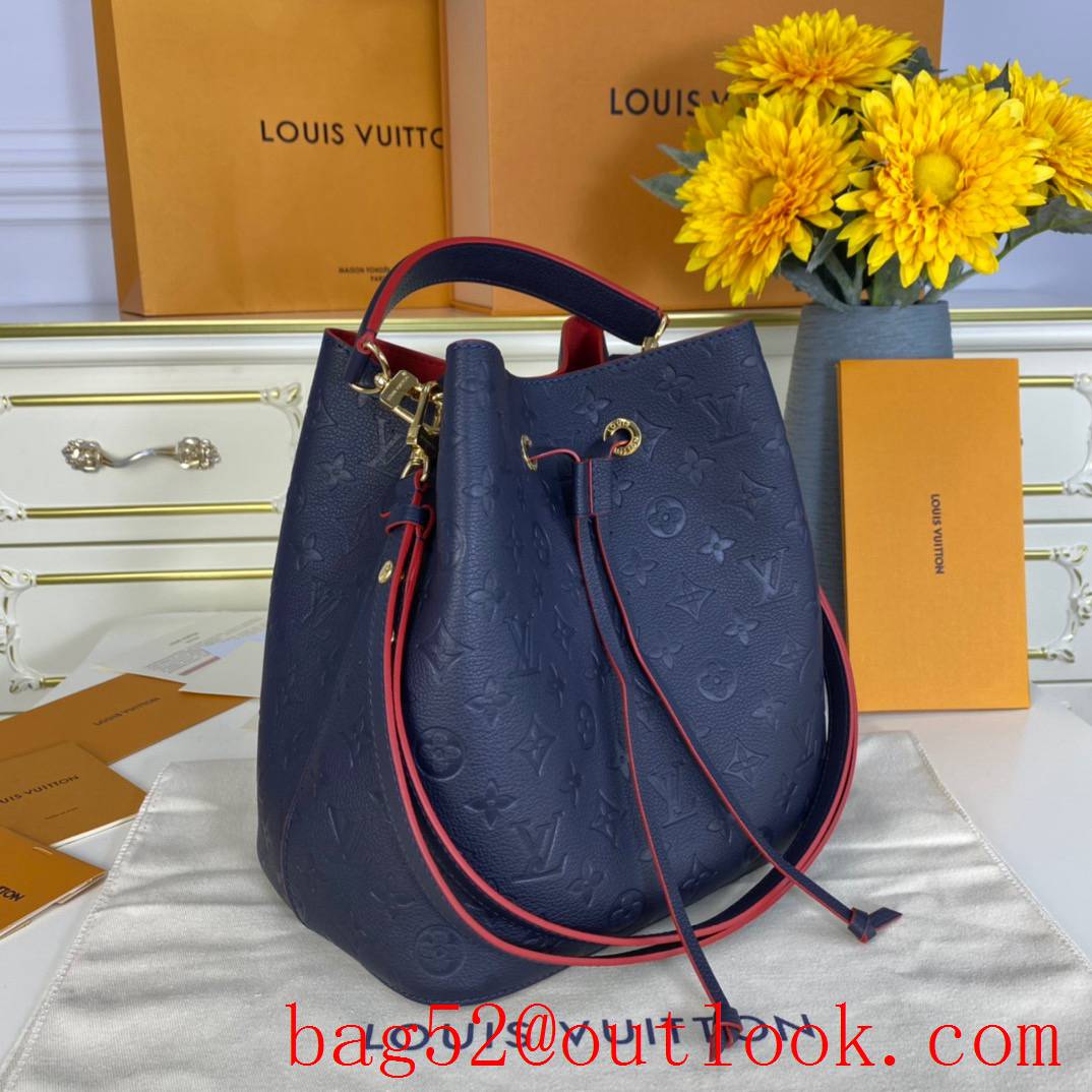 Louis Vuitton LV Monogram Empreinte Leather Neonoe MM Bucket Bag M45306 Navy