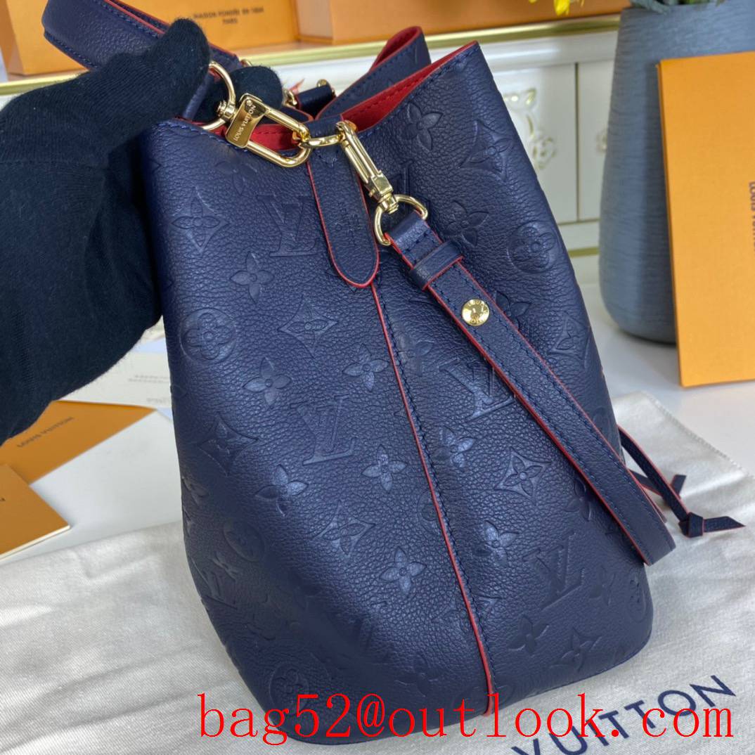 Louis Vuitton LV Monogram Empreinte Leather Neonoe MM Bucket Bag M45306 Navy