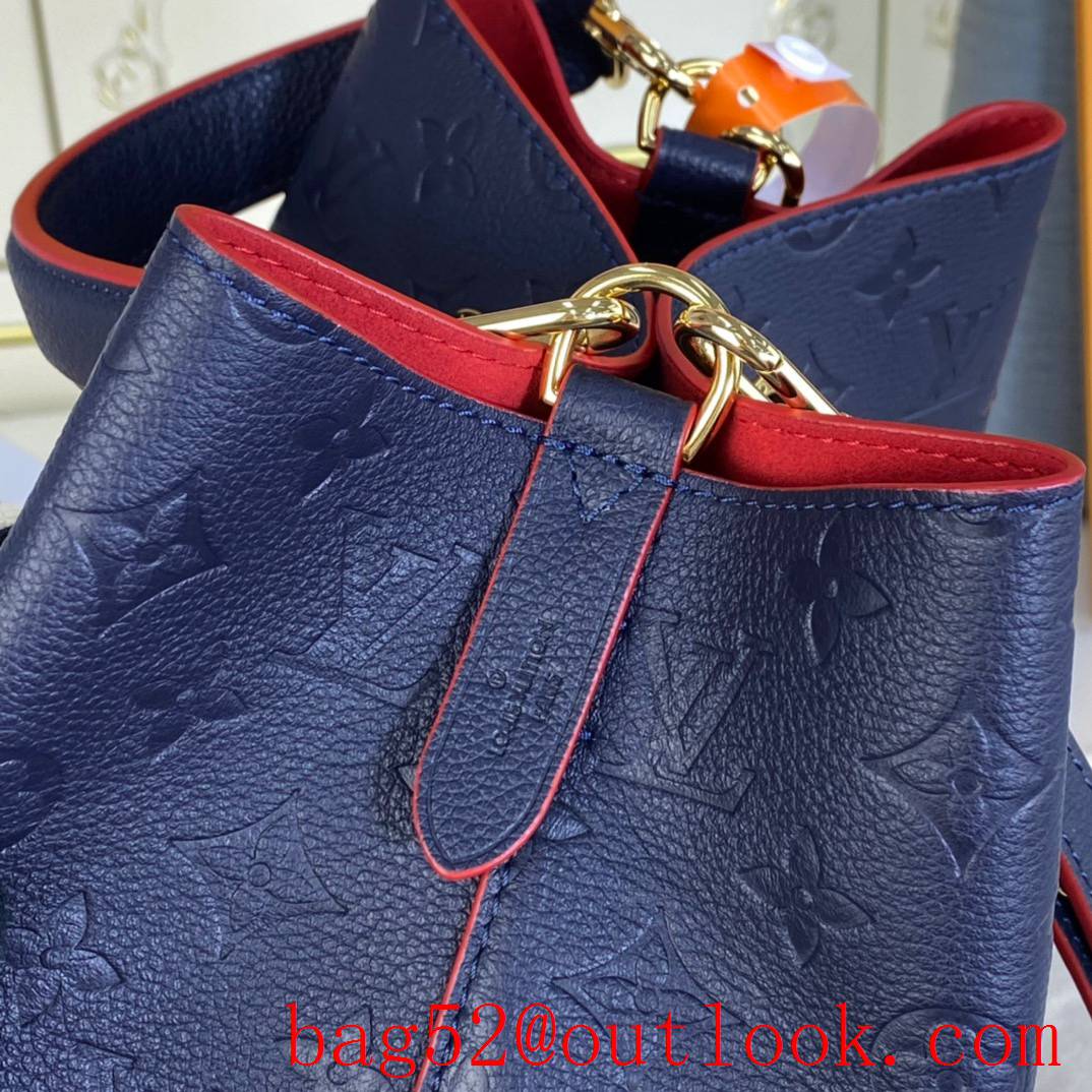 Louis Vuitton LV Monogram Empreinte Leather Neonoe MM Bucket Bag M45306 Navy