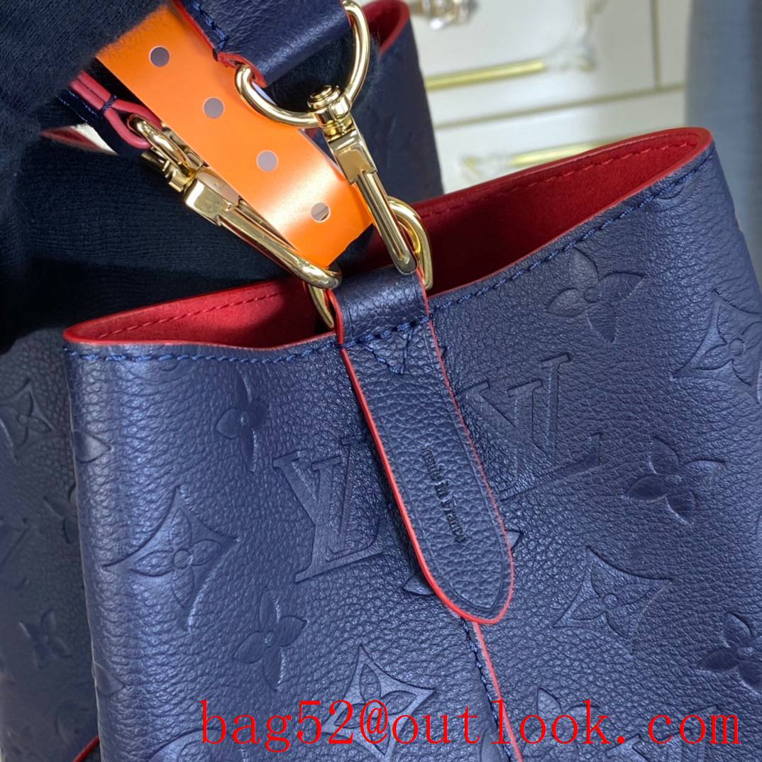 Louis Vuitton LV Monogram Empreinte Leather Neonoe MM Bucket Bag M45306 Navy