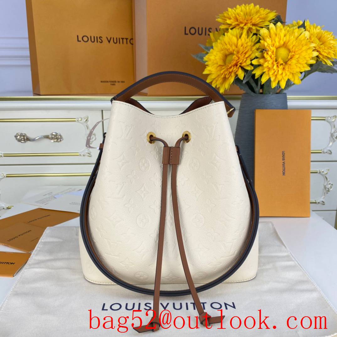 Louis Vuitton LV Monogram Empreinte Leather Neonoe MM Bucket Bag M45307 Cream