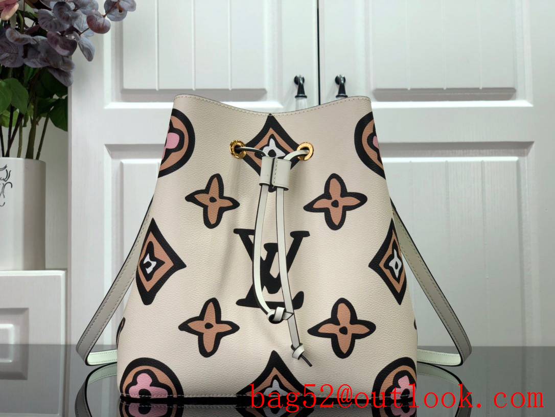 Louis Vuitton LV Giant Monogram Leather Neonoe MM Bucket Bag M45822 Cream