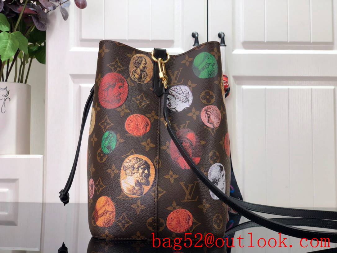 Louis Vuitton LV Monogram Fornasetti Neonoe MM Bucket Bag M45956 Brown