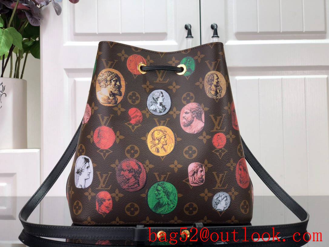 Louis Vuitton LV Monogram Fornasetti Neonoe MM Bucket Bag M45956 Brown