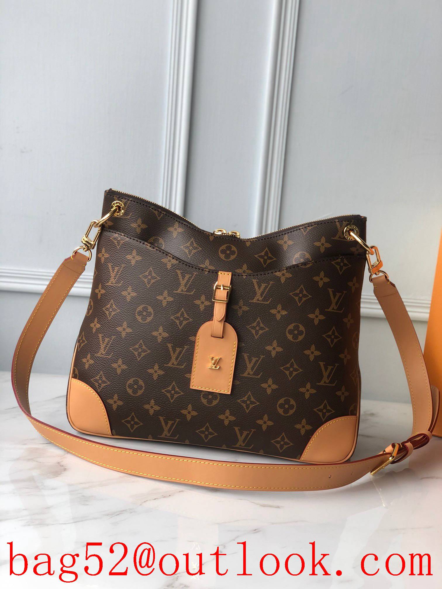Louis Vuitton LV Monogram Canvas Odeon MM Shoulder Bag Handbag M45355 Tan