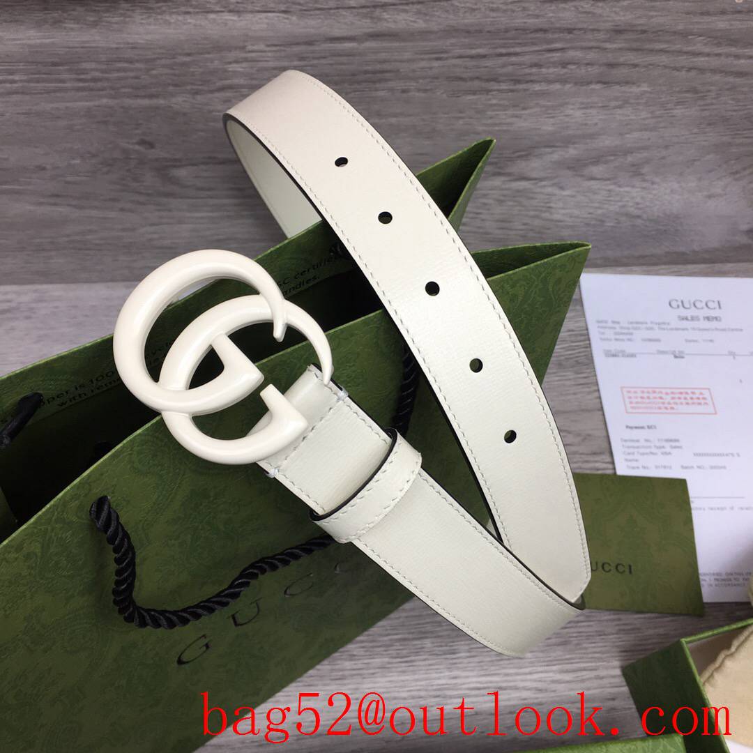 Gucci GG women 3cm medium width cream leather v GG paint buckle belt