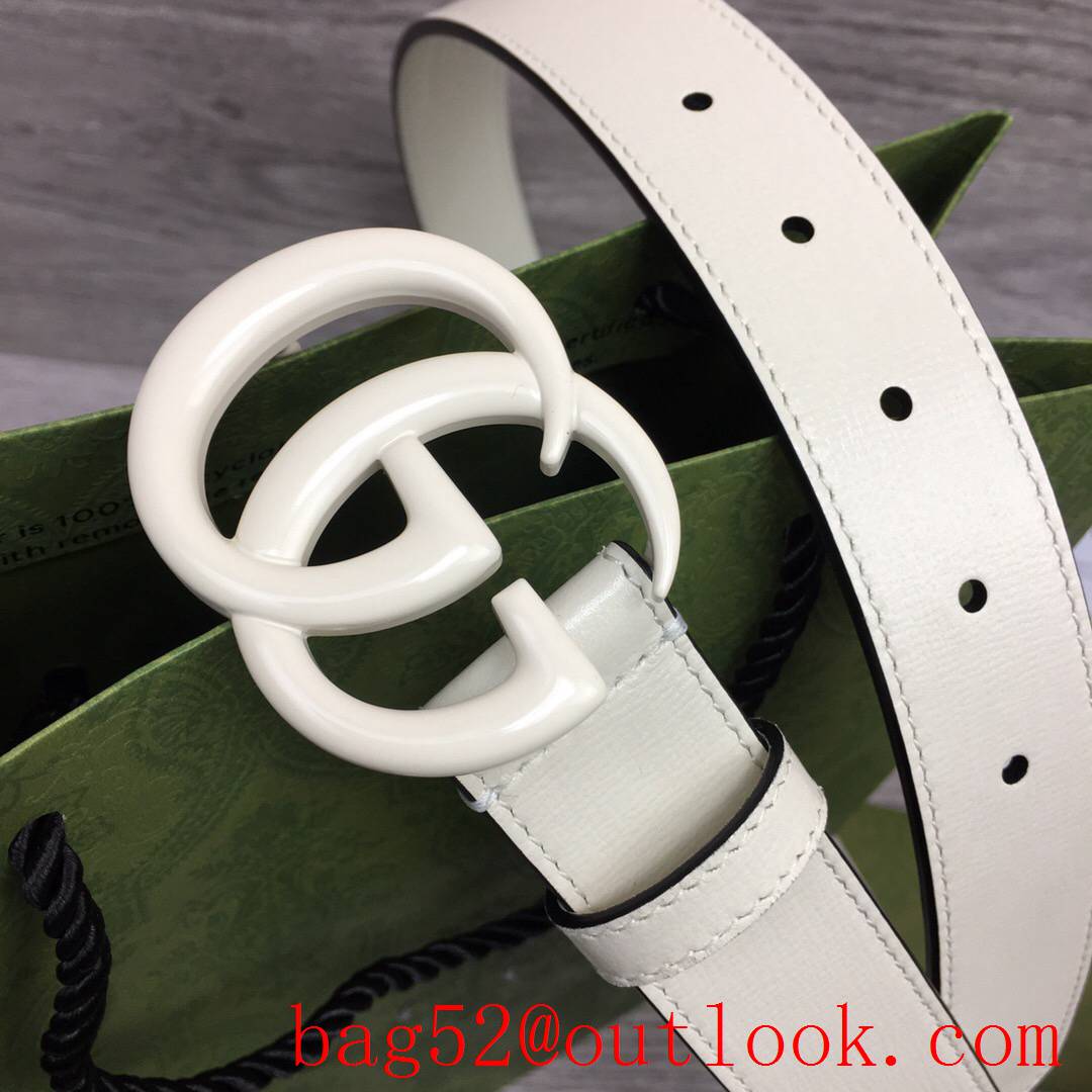 Gucci GG women 3cm medium width cream leather v GG paint buckle belt