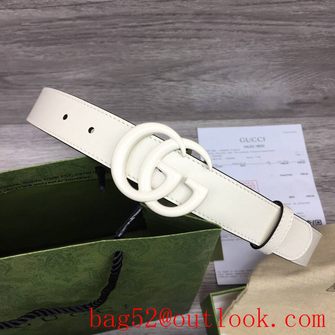 Gucci GG women 3cm medium width cream leather v GG paint buckle belt