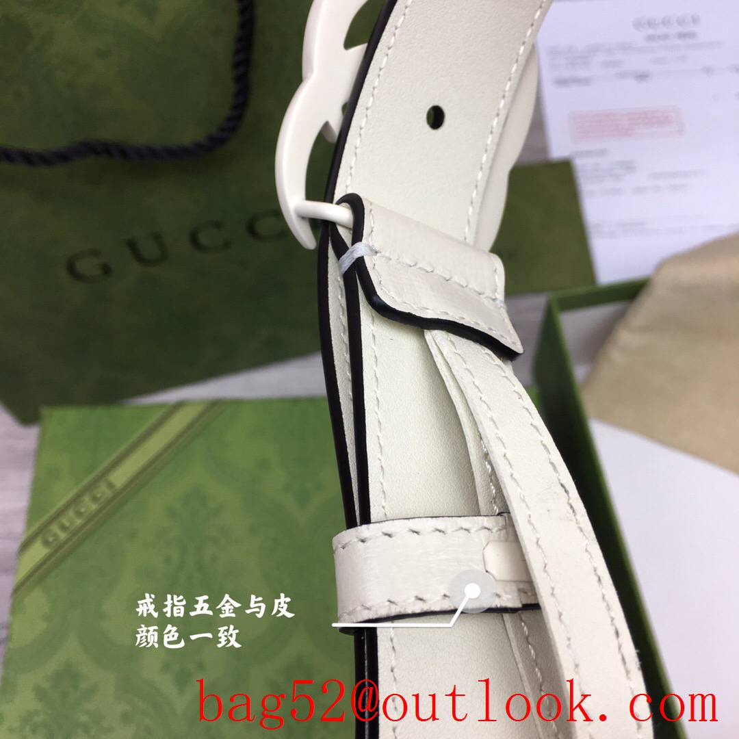 Gucci GG women 3cm medium width cream leather v GG paint buckle belt