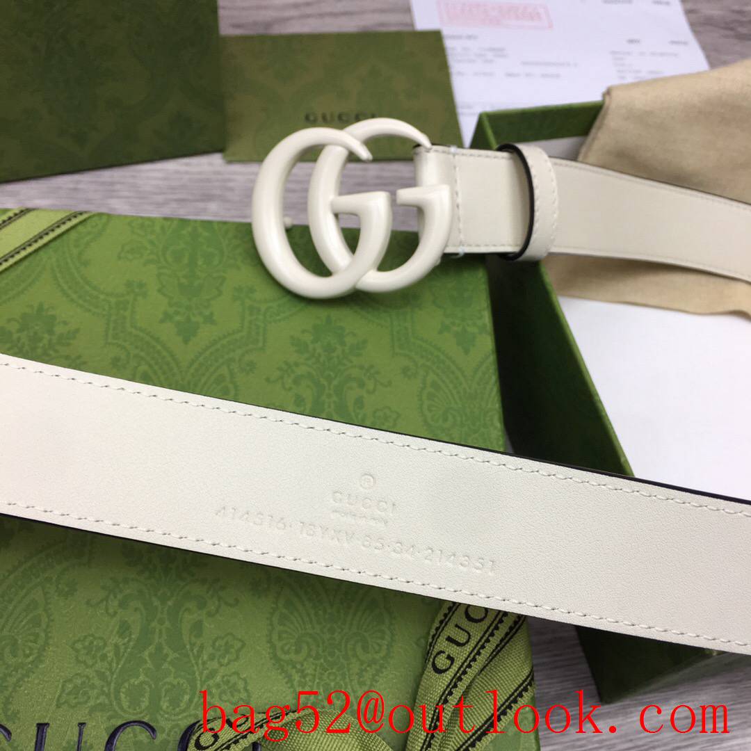 Gucci GG women 3cm medium width cream leather v GG paint buckle belt