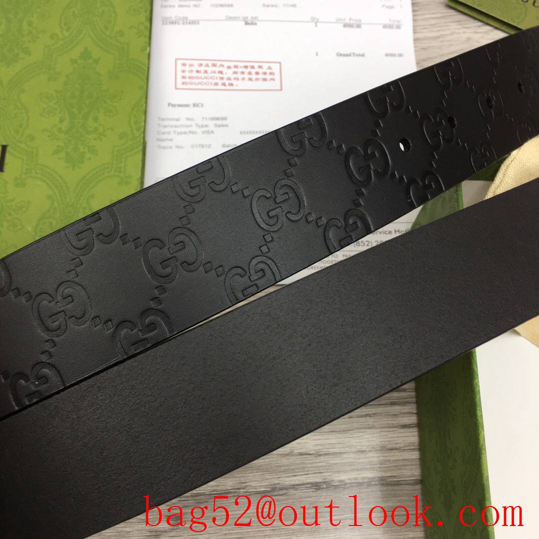 Gucci 4cm Signature belt with GG detail black v silver buckle