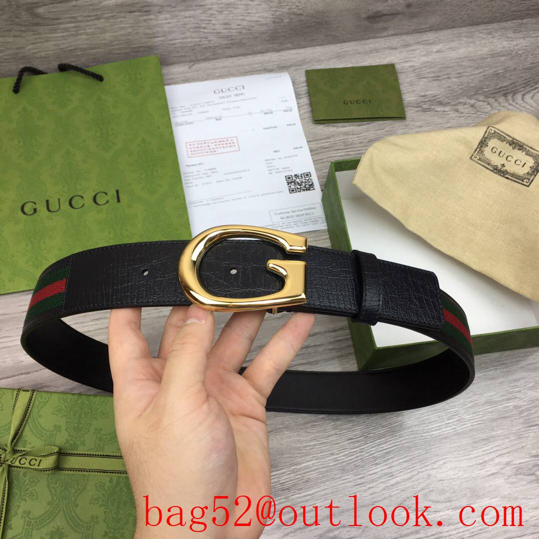 Gucci 4cm texture leather v ophidia with shiny gold G buckle hardware belt