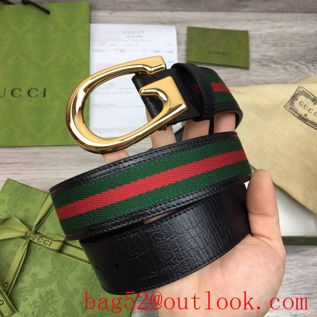 Gucci 4cm texture leather v ophidia with shiny gold G buckle hardware belt