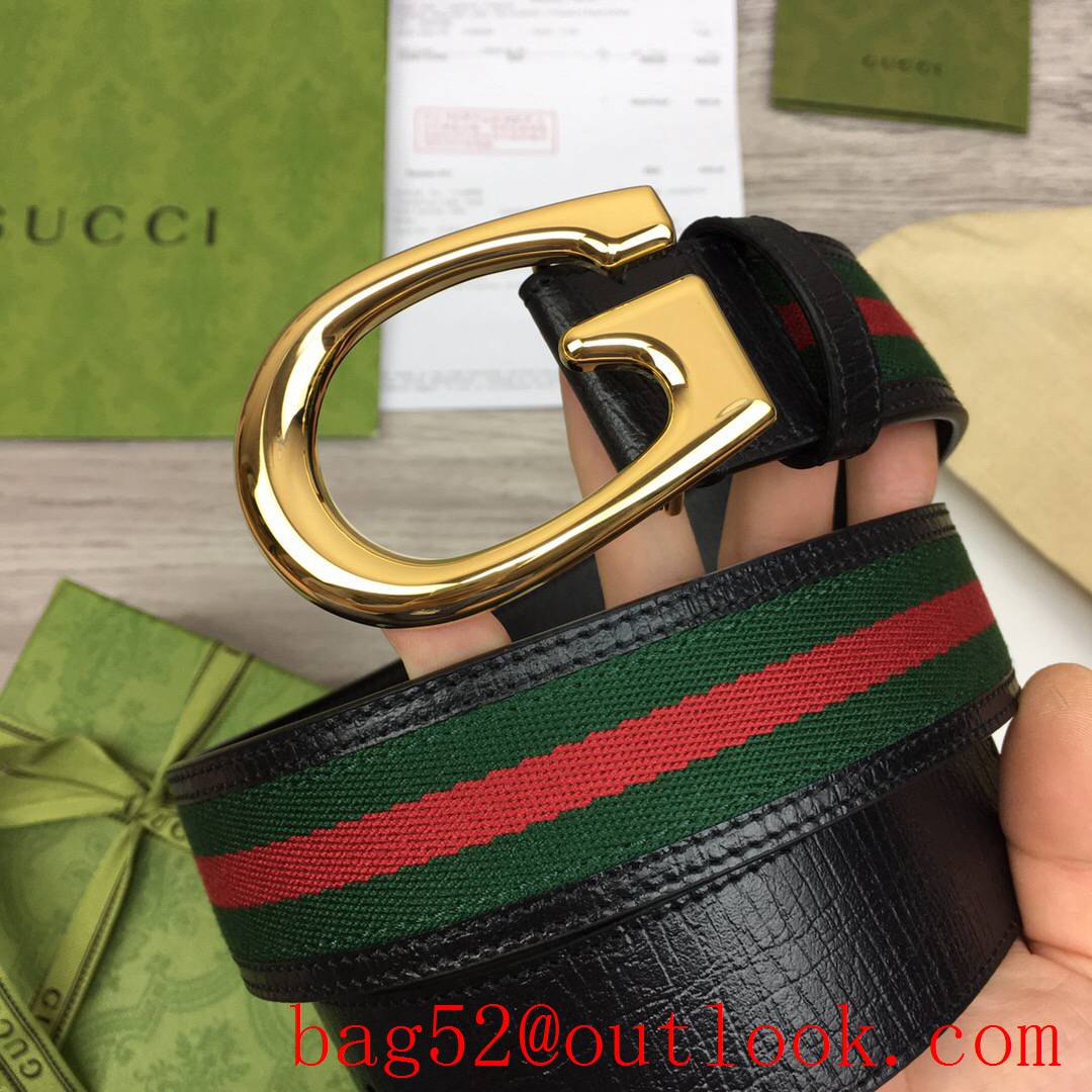 Gucci 4cm texture leather v ophidia with shiny gold G buckle hardware belt