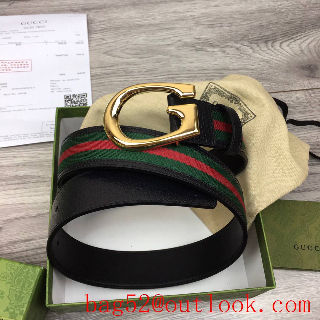 Gucci 4cm texture leather v ophidia with shiny gold G buckle hardware belt