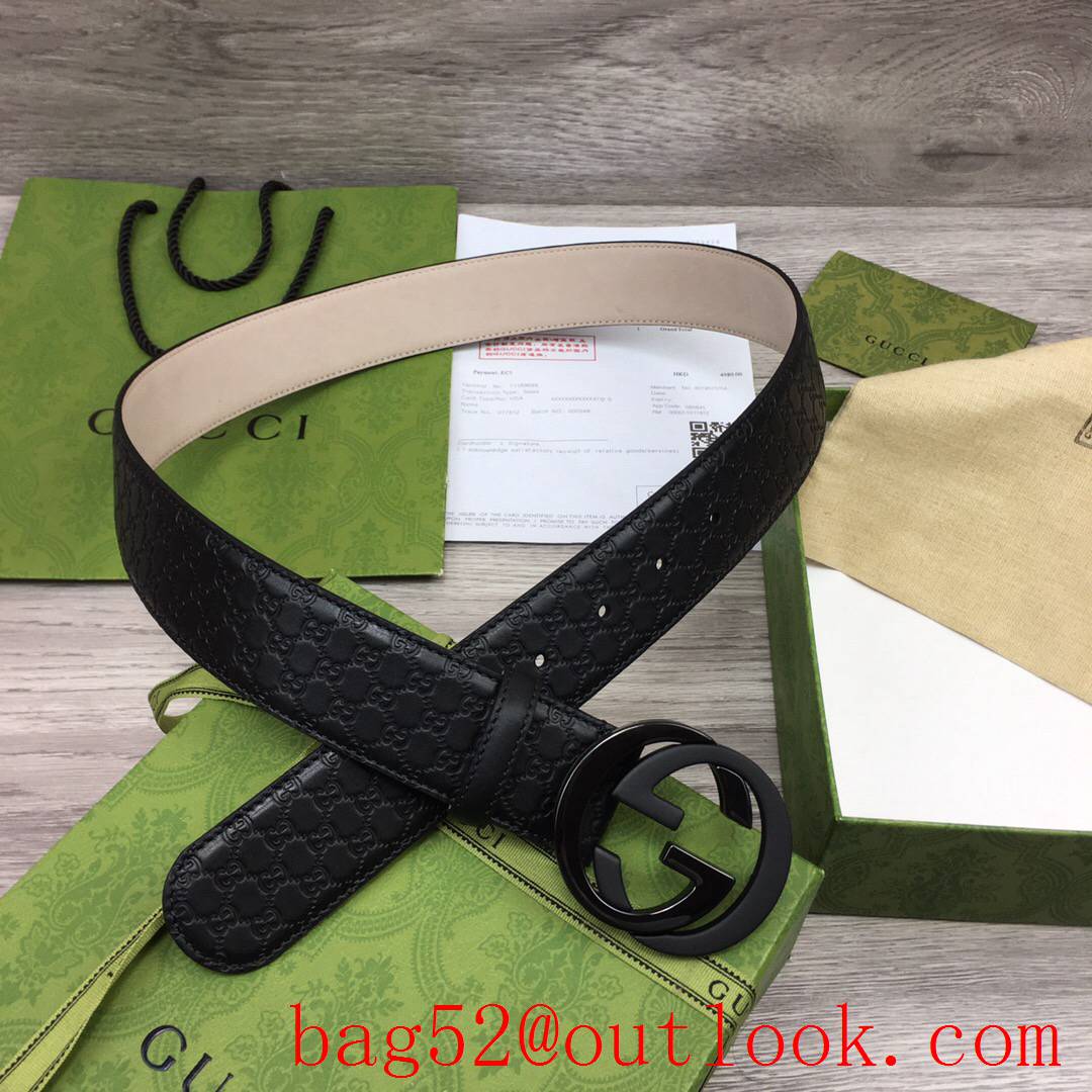 Gucci GG 4cm leather shiny with matte black buckle Signature belt