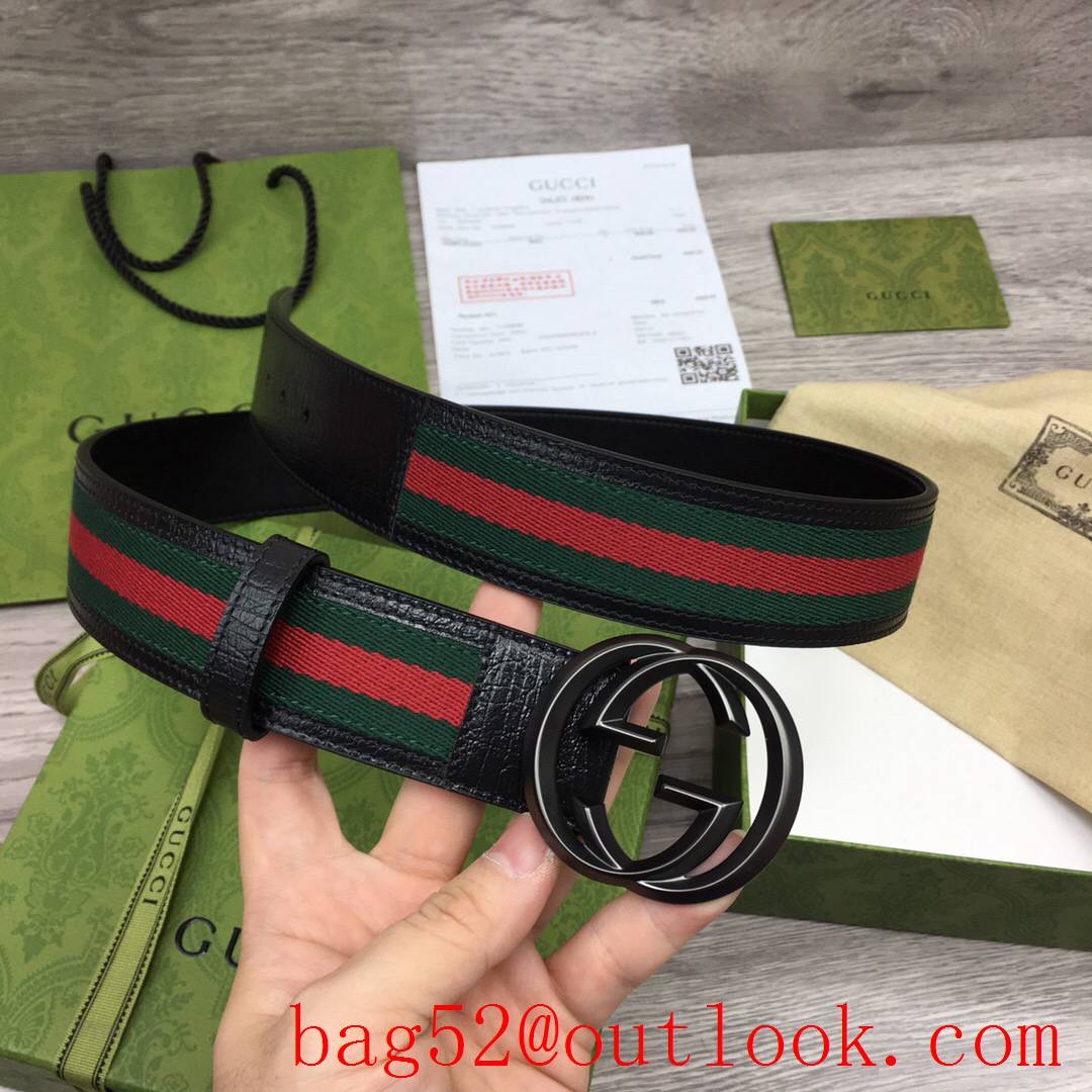 Gucci GG 4cm ophidia with black leather matte buckle belt