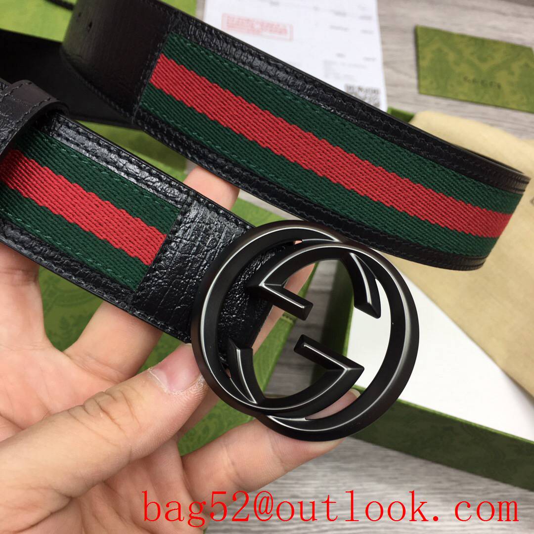 Gucci GG 4cm ophidia with black leather matte buckle belt