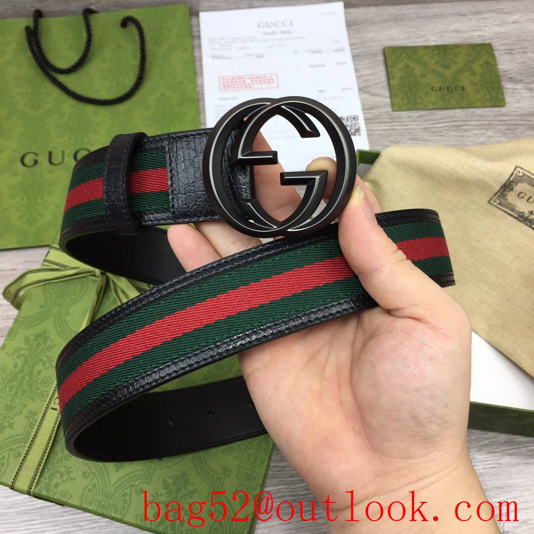 Gucci GG 4cm ophidia with black leather matte buckle belt