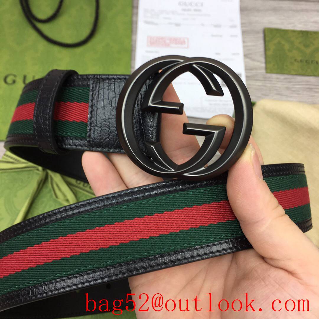 Gucci GG 4cm ophidia with black leather matte buckle belt