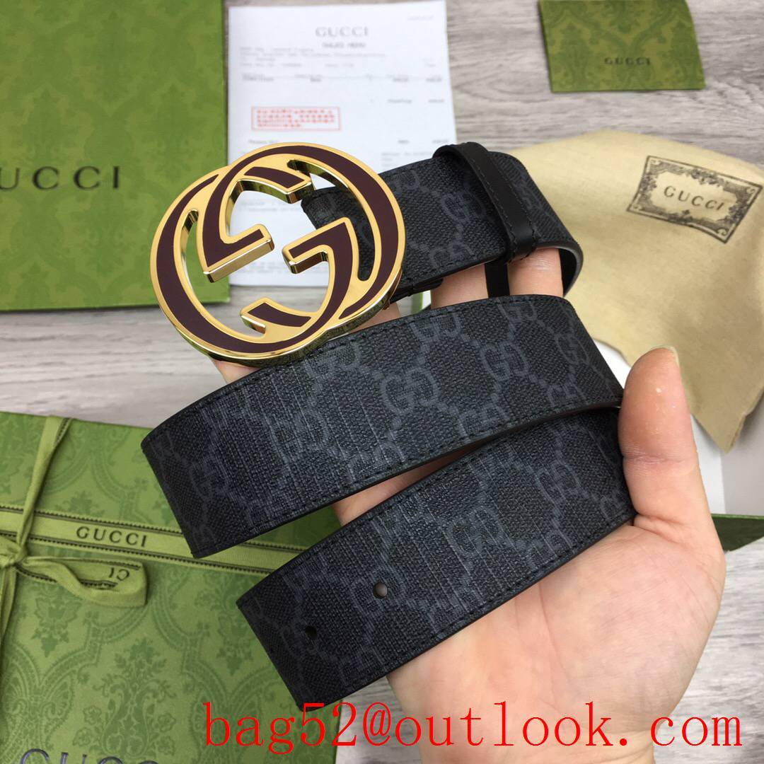 Gucci GG black Marmont 4cm silver v purple buckle belt
