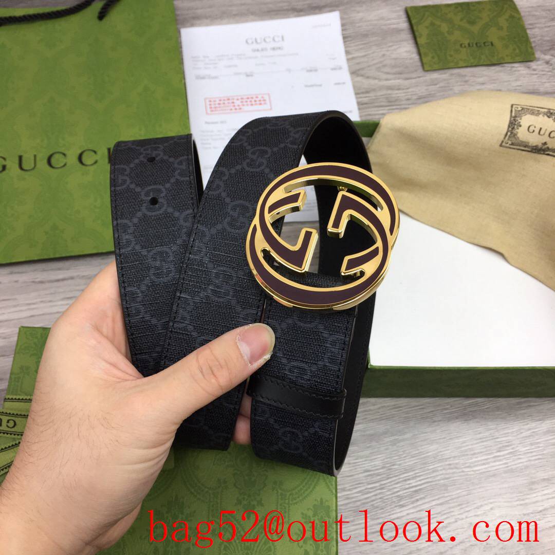 Gucci GG black Marmont 4cm silver v purple buckle belt