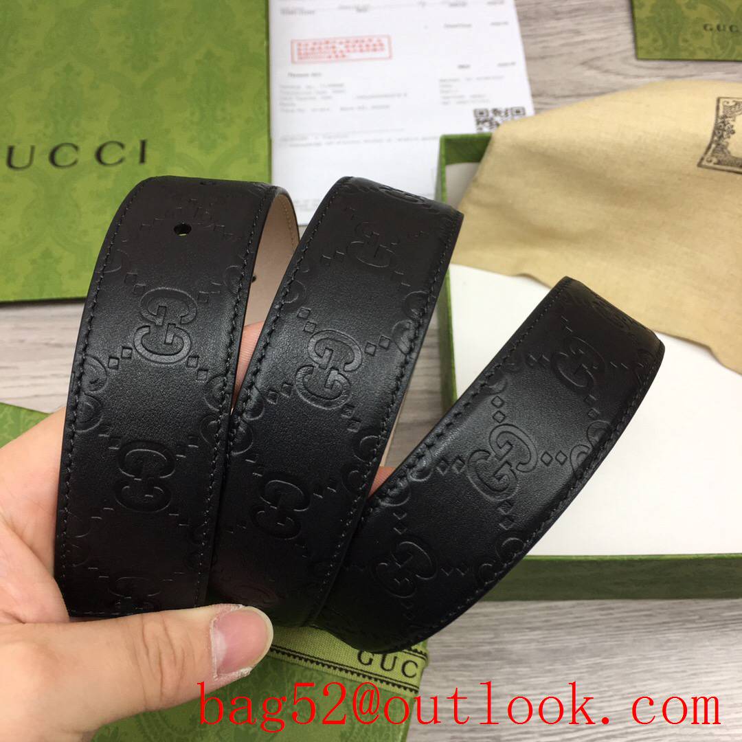 Gucci GG 3.5cm black shiny silver buckle belt with GG detail