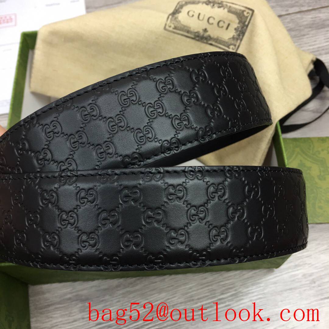 Gucci GG 4cm black Signature belt with GG detail shiny silver pin buckle