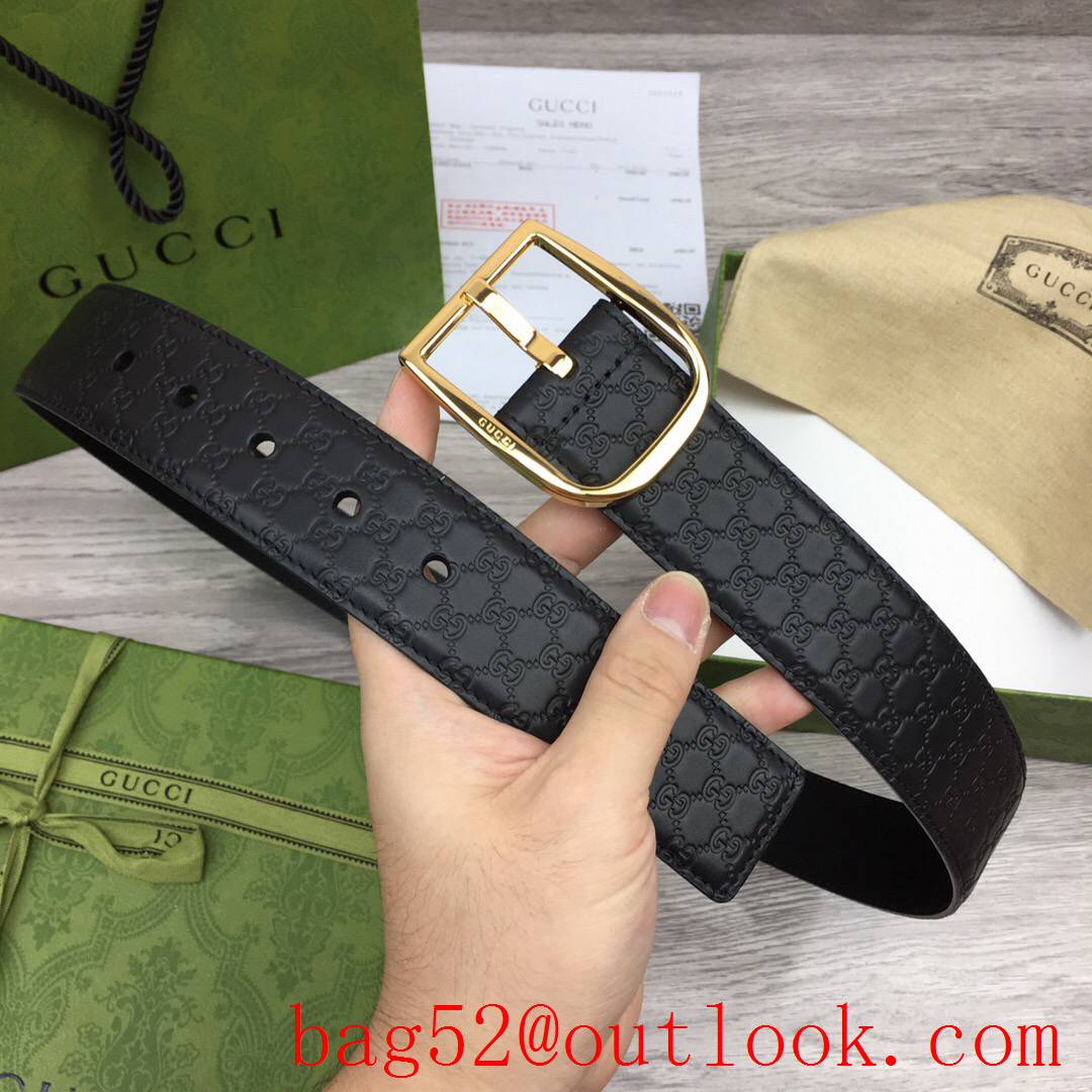 Gucci GG 4cm black Signature belt with GG detail shiny silver pin buckle