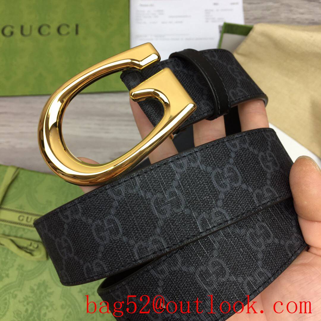 Gucci GG 4cm black Marmont G shiny gold buckle belt