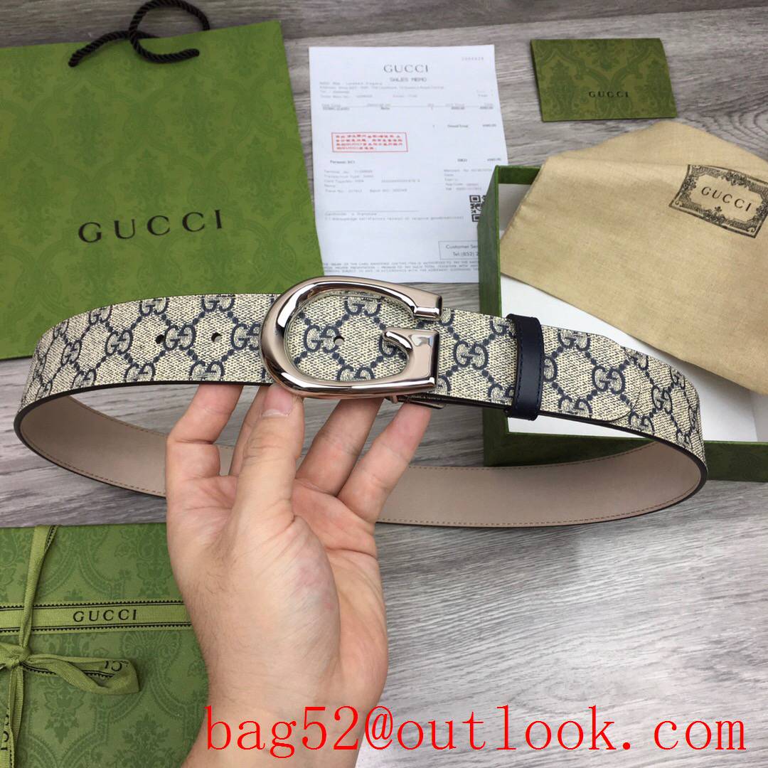 Gucci GG 4cm Marmont G shiny silver buckle belt